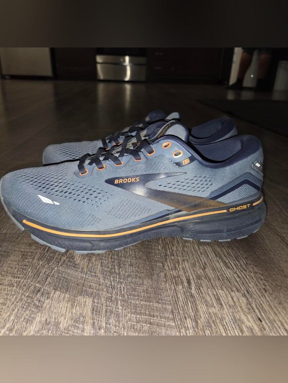 Brooks Men's Running Shoes - Navy Blue with Orange Accents Soze 9.5